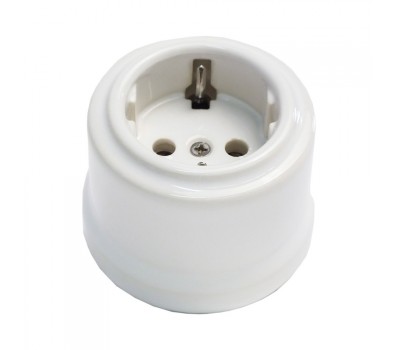 Ретро розетка электрическая Interior Electric, керамика, серия "Verona", белый