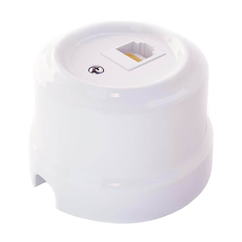 Качественная картинка Ретро розетка компьютерная Retrika керамика белый