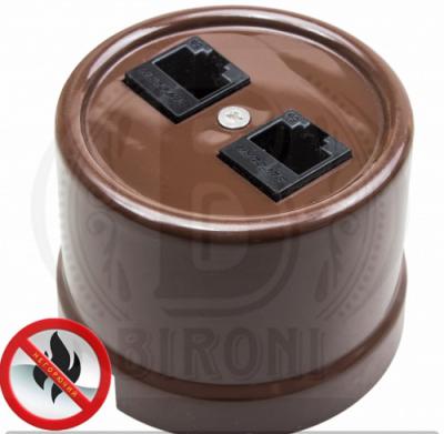 Ретро розетка компьютерная Bironi, коллекция Лизетта, пластик, коричневый Ретро розетка компьютерная Bironi, коллекция Лизетта, пластик, коричневый