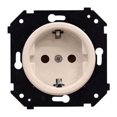 Ретро розетка электрическая Bironi, коллекция Шедель, пластик, скрытый монтаж, песочное золото мат