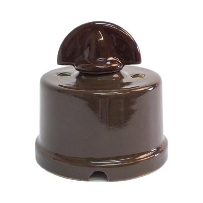 Ретро выключатель Interior Electric, керамика, серия Terra "Marrone", ручка кокошник