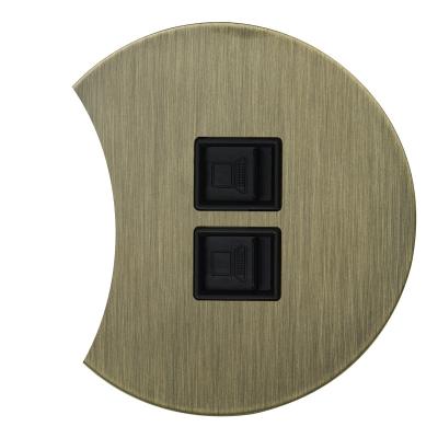 Розетка компьютерная двойная RJ45 Salvador "Арт", внутр. монтаж, накладка металл, полукруг, бронза