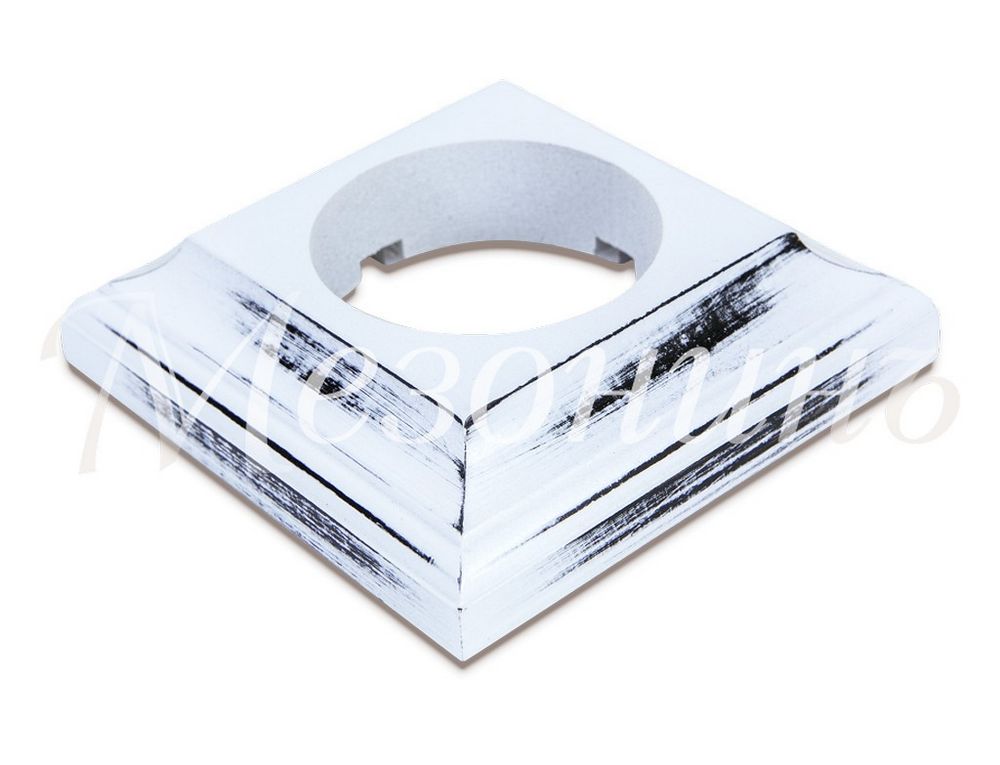 Ретро рамка Мезонин, коллекция Престиж, дерево, квадратная, наружный монтаж, белый прованс