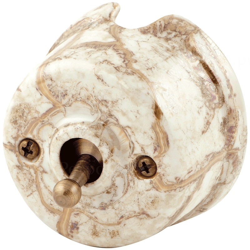 Ретро выключатель Salvador, фарфор, наружный монтаж, тумблер, мрамор