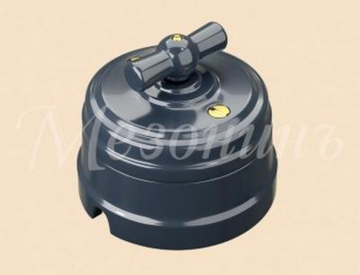 Ретро выключатель Мезонин, фарфор, колелекция Новая Голландия, серая гавань