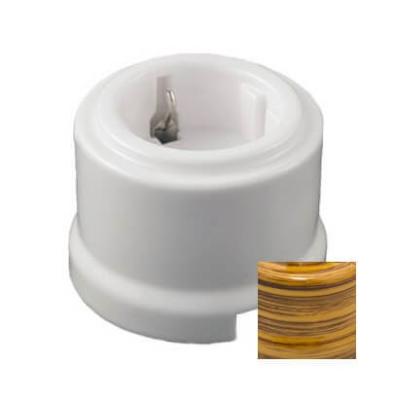 Ретро розетка Retrika, электрическая, с заземл.контактом, керамика, бамбук