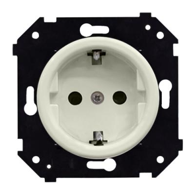 Ретро розетка электрическая Bironi, коллекция Шедель, пластик, скрытый монтаж, слоновая кость мат