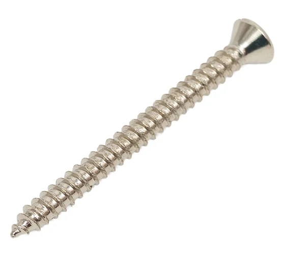 Качественная картинка Саморез для выключателя / изолятора Мезонин, никель, под прямую отвертку