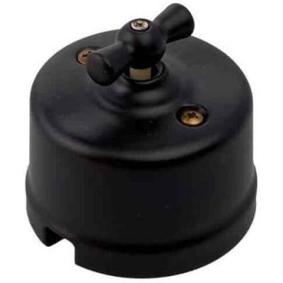 Ретро выключатель Retrika, Ideal, наружный монтаж, керамика, черный матовый Ретро выключатель Retrika, Ideal, наружный монтаж, керамика, черный матовый