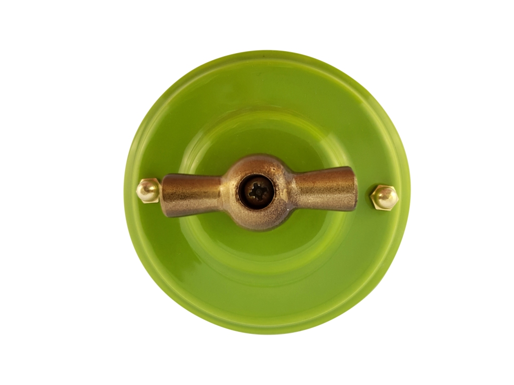 Качественная картинка Ретро выключатель Леанза, одноклавишный проходной, фарфор, фисташковый