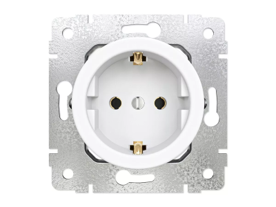 Ретро розетка электрическая Мезонин, серия Лахта, Оптима, пластик, скрытый монтаж, белая ночь