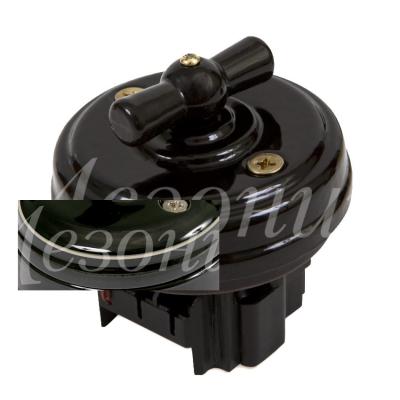 Ретро выключатель Мезонин, коллекция Петергоф, фарфор, без подъем.рамки, окантовка, платина на черн