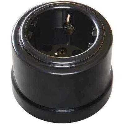 Ретро розетка электрическая Bironi, коллекция Лизетта, пластик, черный Ретро розетка электрическая Bironi, коллекция Лизетта, пластик, черный