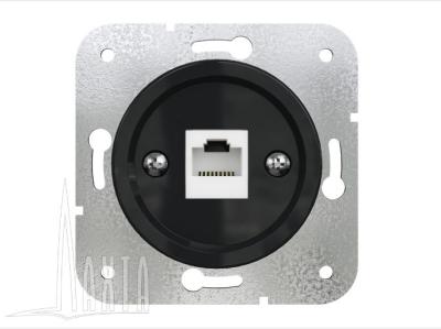 Ретро розетка компьютерная RJ45 Мезонин, серия Лахта, Оптима, пластик, скрытый монтаж, черный