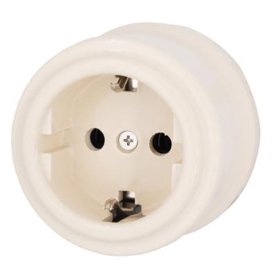 Ретро розетка Bironi с заземляющим контактом, керамика, цвет песочное золото Ретро розетка Bironi с заземляющим контактом, керамика, цвет песочное золото