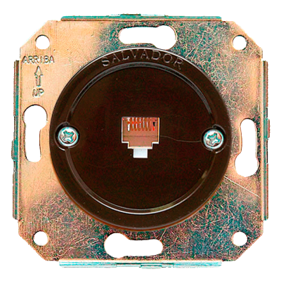 Ретро розетка телефонная Salvador, пластик, внутренний монтаж, коричневый