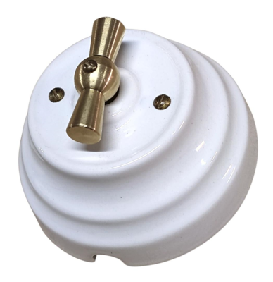 Ретро выключатель 1-2 клавишный Interior Electric, серия "Астория", керамика, 220/10А, белый