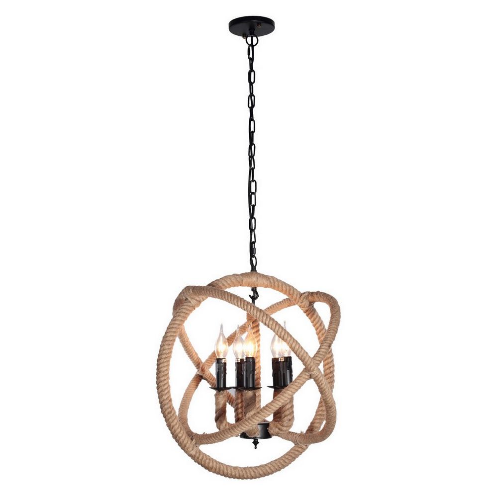 Качественная картинка LOFT IT Подвесные светильники  5x40 Вт Цоколь E14 D 530 H 560 металлическая арматура,пеньковый канат