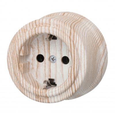 Ретро розетка электрическая Bironi, коллекция Лизетта, пластик карельская сосна