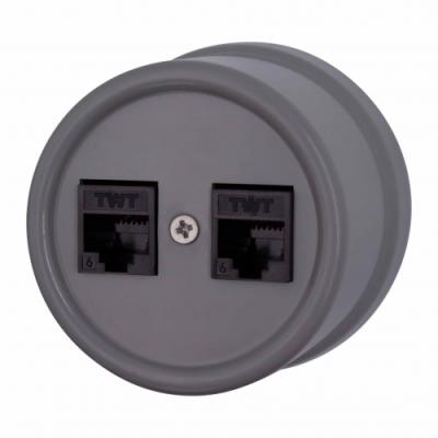 Ретро розетка компьютерная Bironi, коллекция Лизетта, пластик, титан Ретро розетка компьютерная Bironi, коллекция Лизетта, пластик, титан