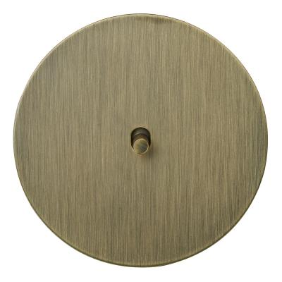 Выключатель Salvador "Арт", скрытый монтаж, кнопка-цилиндр, накладка металл круг, бронза