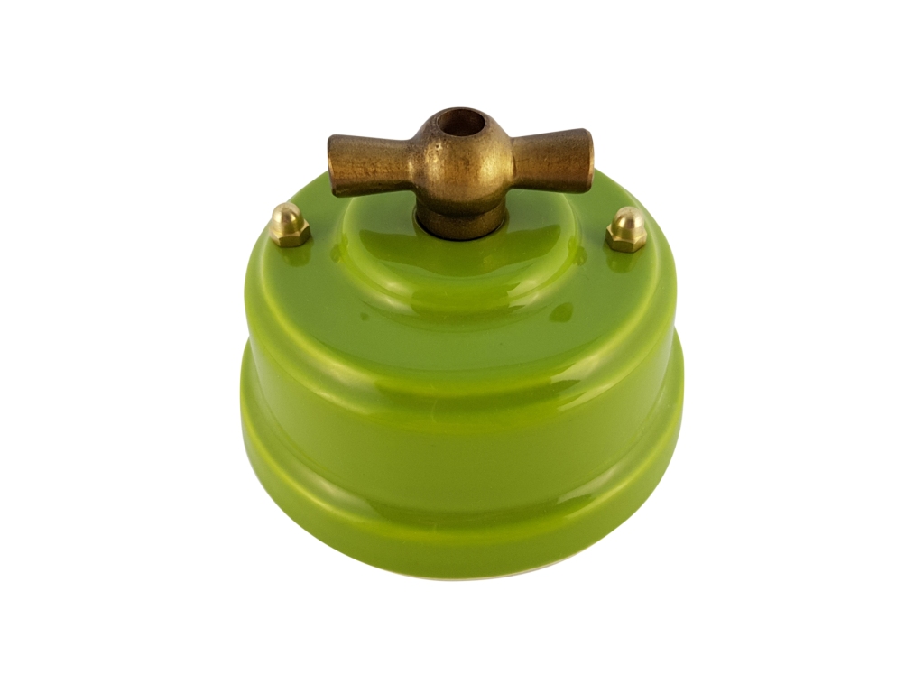 Качественная картинка Ретро выключатель Леанза, одноклавишный проходной, фарфор, фисташковый