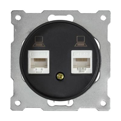 Розетка двойная компьютерная RJ45 кат.5e, цвет чёрный