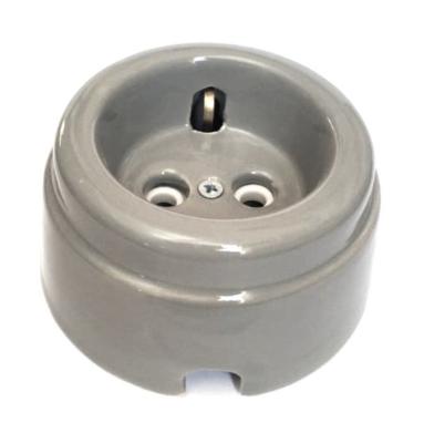 Ретро розетка электрическая Interior Electric, серия "Арбат", керамика, с/з 16А, серый