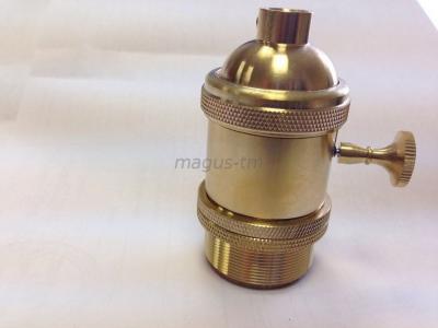 Патрон с поворотным выключателем E27, цвет золото, материал латунь с поворотным выключателем Патрон с поворотным выключателем E27, цвет золото, материал латунь с поворотным выключателем