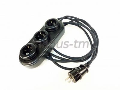 Удлинитель Interior Electric тройной, овал, цвет черный