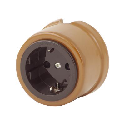 Ретро розетка электрическая Salvador "Ретро", фарфор, наружний монтаж, какао, под заказ