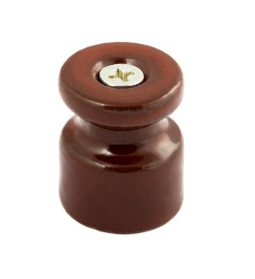 Ретро изолятор Мезонин фарфор, с саморезом, D18,5х24мм, коричневый