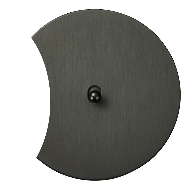 Выключатель Salvador "Арт", скрытый монтаж, тумблер-капля, накладка металл полукруг, антрацит