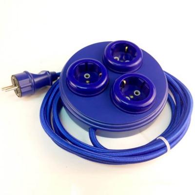 Удлинитель Interior Electric тройной, круглый, цвет синий