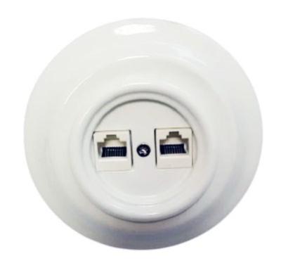 Ретро розетка компьютерная Retrika, коллекция Colony, внутренний монтаж, керамика, белый Ретро розетка компьютерная Retrika, коллекция Colony, внутренний монтаж, керамика, белый