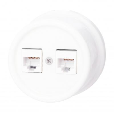 Ретро розетка компьютерная Bironi, коллекция Лизетта, керамика, белый