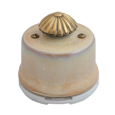 Ретро выключатель Salvador, диммер, фарфор, наружный монтаж, бежевый, ручка бронза
