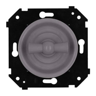 Ретро выключатель Bironi, коллекция Шедель Бриз, пластик, скрытый монтаж, поворотный, титан матовый