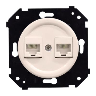 Ретро розетка компьютерная Bironi, коллекция Шедель Бриз, пластик, скрытый монтаж, пес.золото мат