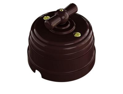 Ретро выключатель Мезонин, коллекция Усадьба, поворотный, пластик, коричневый