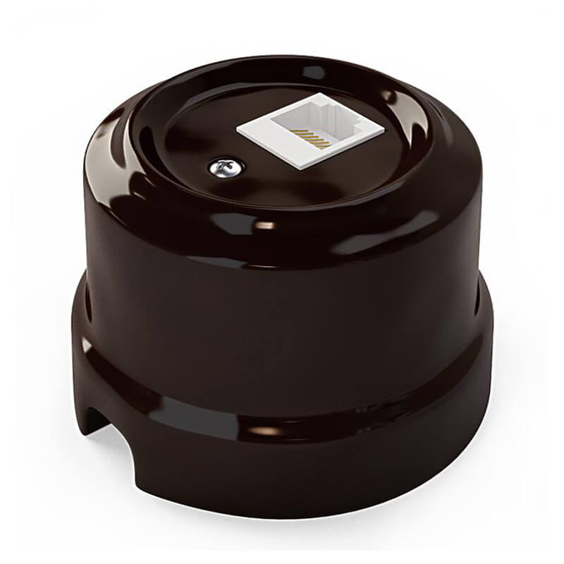 Качественная картинка Ретро розетка компьютерная Retrika керамика коричневый