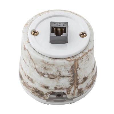 Ретро розетка компьютерная Salvador, фарфор, наружный монтаж, коллекция "Мрамор" Ретро розетка компьютерная Salvador, фарфор, наружный монтаж, коллекция "Мрамор"