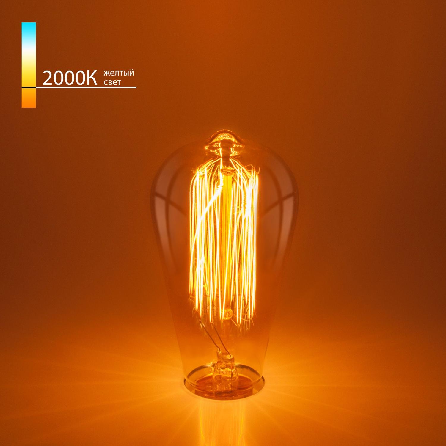 Качественная картинка Ретро лампа накаливания Эдисона Elektrostandard ST64 60W E27
