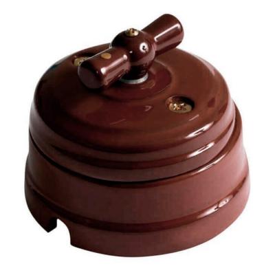 Ретро выключатель Мезонин, фарфор, коллекция Новая Голландия, коричневый