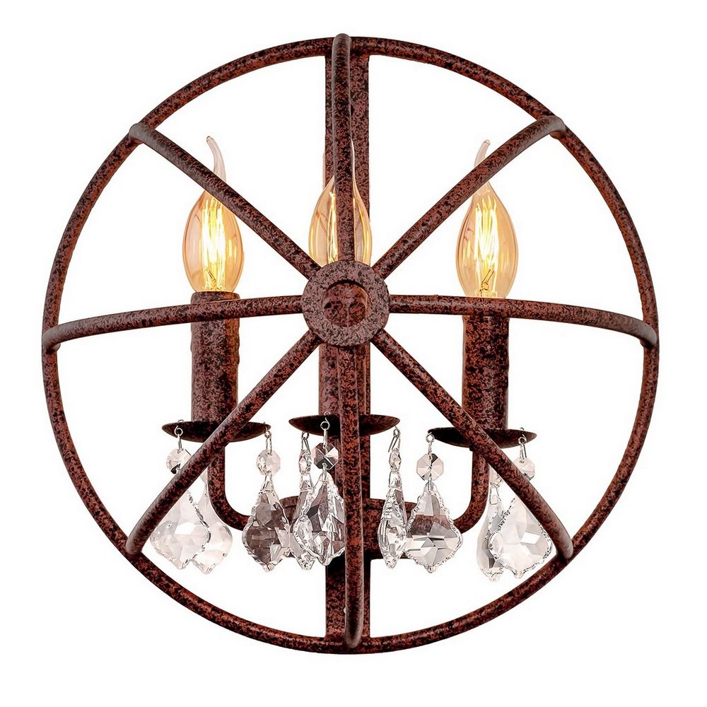 Качественная картинка LOFT IT Бра  3x40 Вт Цоколь E14 D 320 Металлическая арматура цвета состаренный коричневый, стеклянны