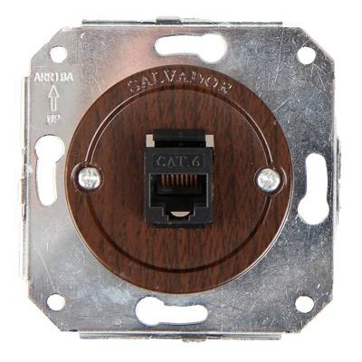 Ретро розетка компьютерная Salvador, пластик, внутренний монтаж, венге Ретро розетка компьютерная Salvador, пластик, внутренний монтаж, венге