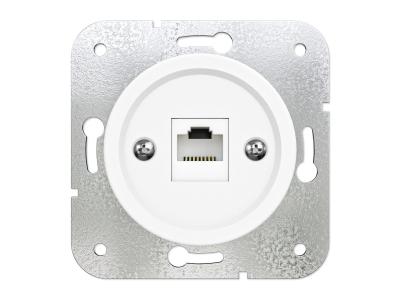 Ретро розетка компьютерная RJ45 Мезонин, серия Лахта, Оптима, пластик, скрытый монтаж, белая ночь