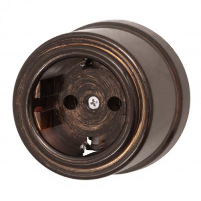 Ретро розетка электрическая Bironi, коллекция Лизетта, пластик, бронза