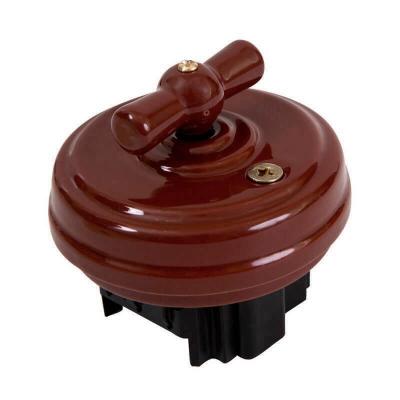 Ретро выключатель Мезонин, фарфор, без подъемной рамки, коллекция Новая Голландия, коричневый