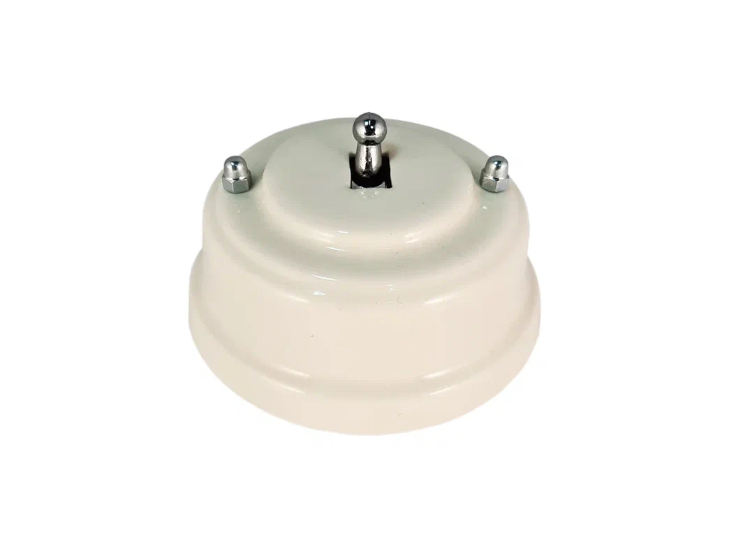 Ретро выключатель тумблерный Леанза, фарфор, bianco (белый)